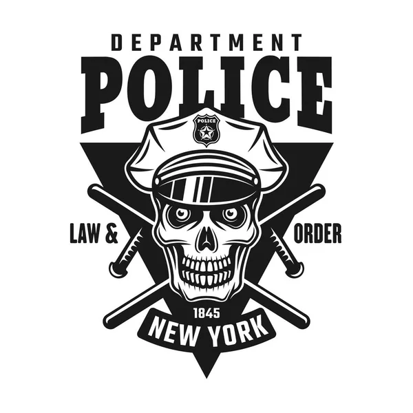 Kafatası polis vektör amblem veya gömlek yazdırma