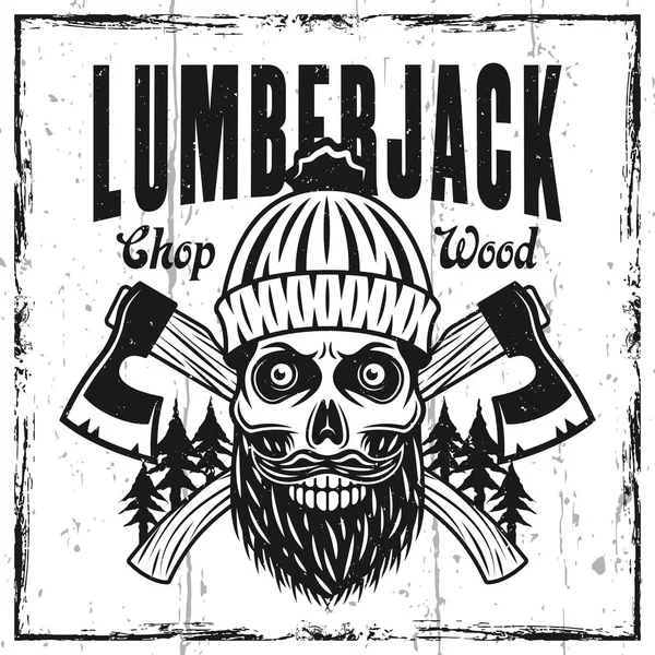 Oduncu amblem veya t-shirt baskı ile kafatası