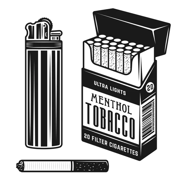 Eléments fumeurs et accessoires objets vectoriels — Image vectorielle