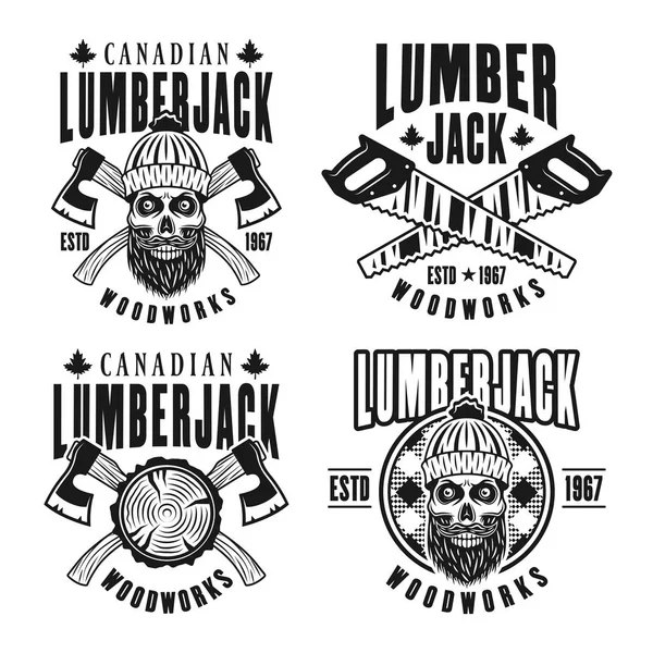 Oduncu vektör vintage Amblemler, rozetleri veya logolar