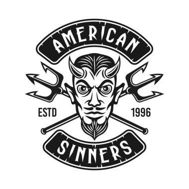 Şeytan baş iki çapraz okyanuslara vektör amblemi ile