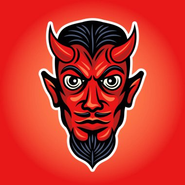 Şeytan baş beyaz darbesiyle illüstrasyon renkli