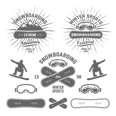 Snowboard aşırı kış sporları vektör Amblemler