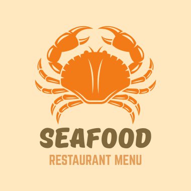 Yengeç deniz ürünleri restoran menü vektör logo şablonu