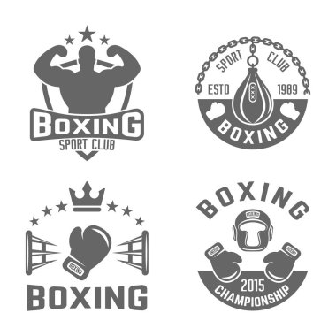 Boks ve dövüş sanatları siyah etiketler vektör