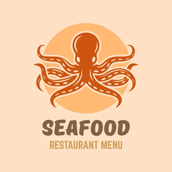 Octopus seafood restaurant menu isolated logo — Stock Vector