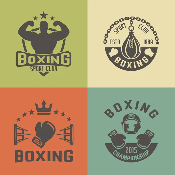 Boxen, Kampfsport Vektor Vintage Etiketten — Stockvektor