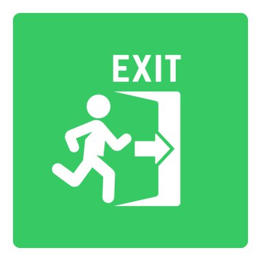 Acil çıkış adam siluet vektör işaretiyle