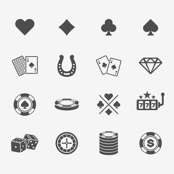 Покерний клуб та азартні іконки казино — стоковий вектор