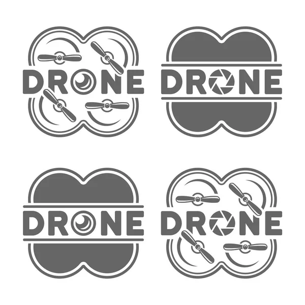 Drohnen und Quadrokopter mit Kameralinsen-Symbolen — Stockvektor