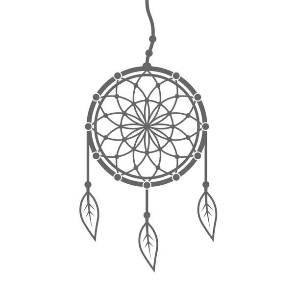 Dreamcatcher tüyler ve boncuk vektör ile — Stok Vektör