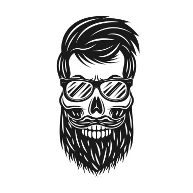 Hipster kafatası sakal ve güneş gözlüğü vektör ile