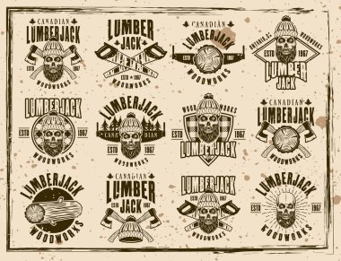 Vektör Amblemler oduncu ve ağaç işleri