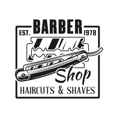 Ustura ile berber vektör amblemi