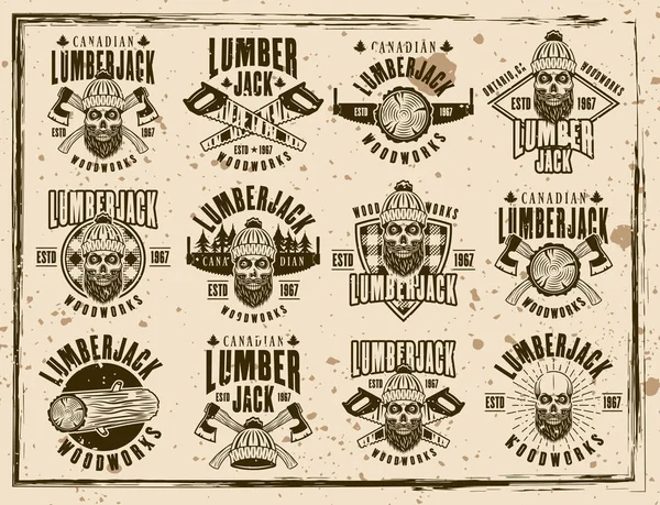 Vektör Amblemler oduncu ve ağaç işleri