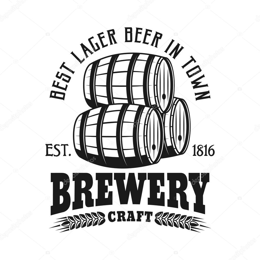 Brewery vector emblem with barrels isolated