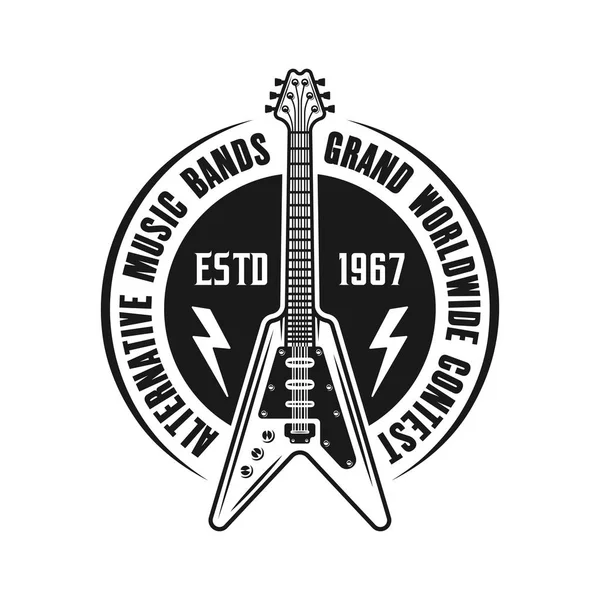 Emblema de vector de música rock con guitarra eléctrica — Vector de stock