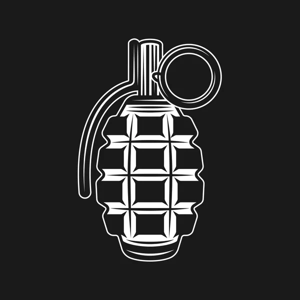 Grenade isolated on black background — Stock Vector