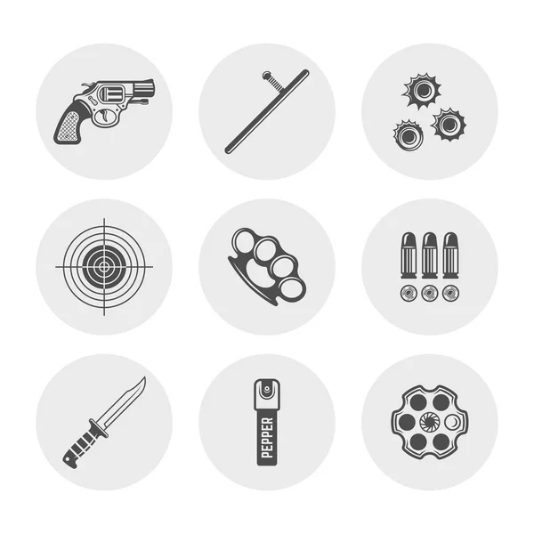 Armes et ensemble d'icônes de silhouette ronde — Image vectorielle