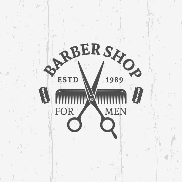 Barbería emblema vectorial con tijeras — Vector de stock