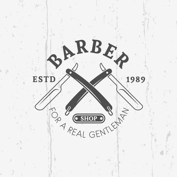 Dvě překřížené rovnou razorors barber shop znak — Stockový vektor