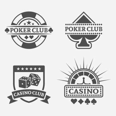Poker kulübü ve kumar casino etiketler vektör