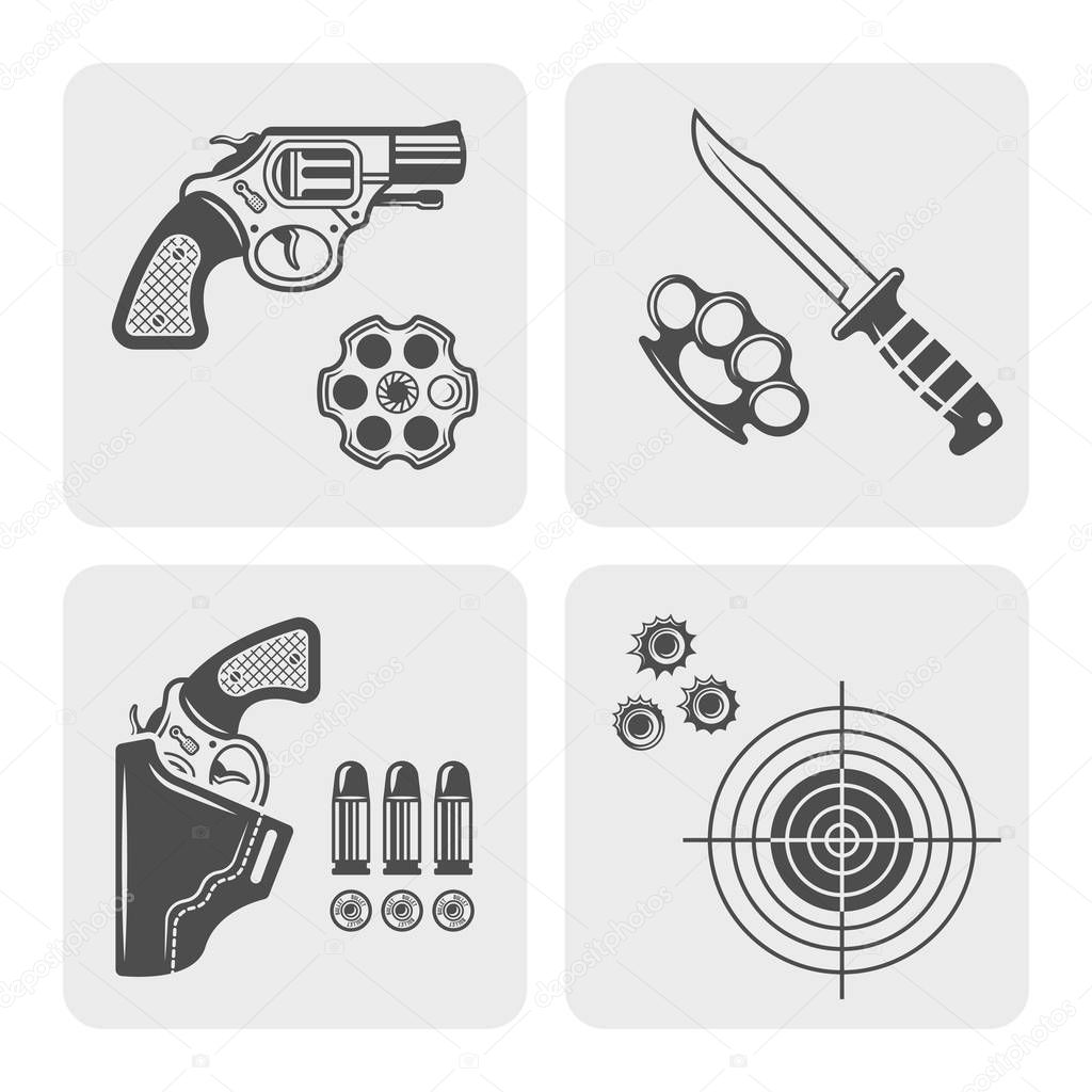 Weapons, shooting range, gun shop black elements