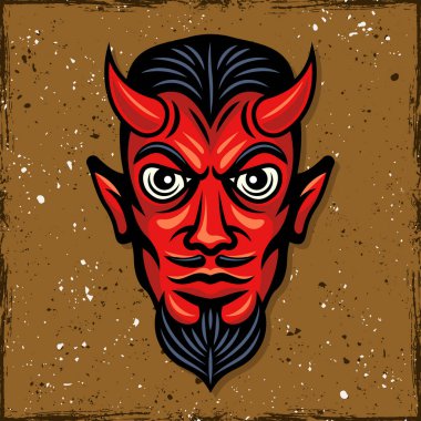 Kırmızı Şeytan kafa boynuzları vektör çizim ile