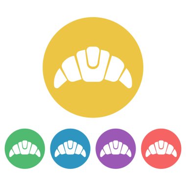 Vektör düz stil kümesi kruvasan yuvarlak simgeler