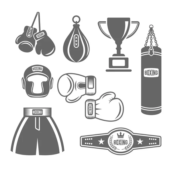 Equipamento de boxe vetor monocromático elementos de design —  Vetores de Stock