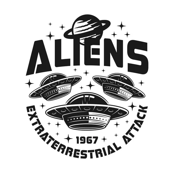 UFO veya uzay vektör amblemi ile örnek metin