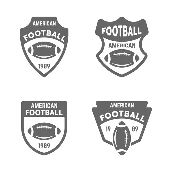 Insignias o emblemas de fútbol americano vector negro — Vector de stock