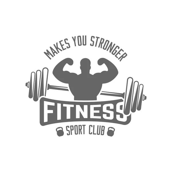 Fitness club deportivo aislado vector emblema negro — Archivo Imágenes Vectoriales