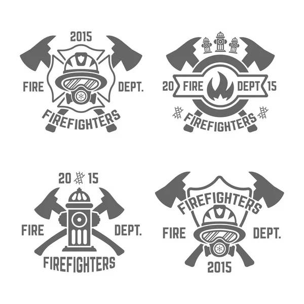 Departamento de bomberos emblemas vectoriales monocromáticos — Archivo Imágenes Vectoriales