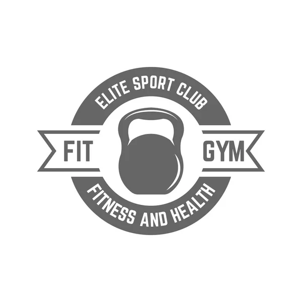 Fitness club deportivo aislado vector emblema negro — Archivo Imágenes Vectoriales