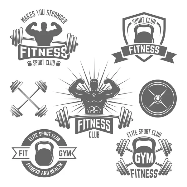 Fitness deporte club vector emblemas aislados — Archivo Imágenes Vectoriales