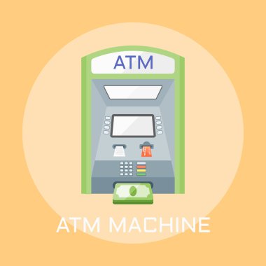 ATM makine düz tasarım vektör çizim