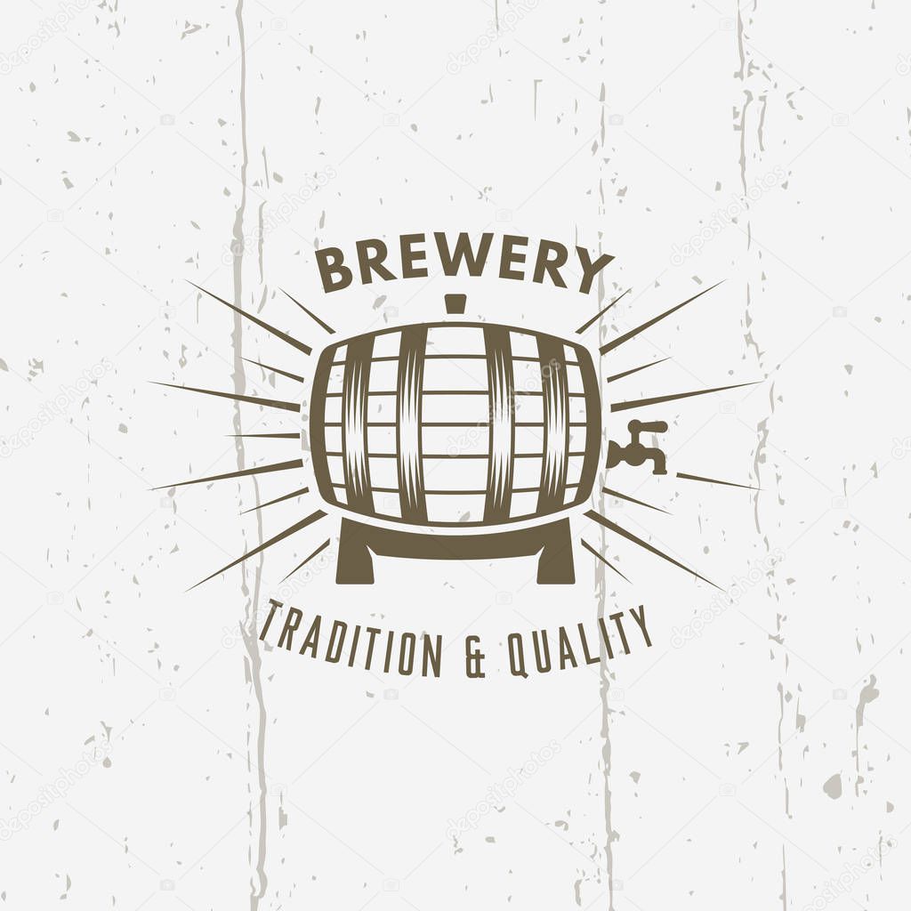Barrel of beer isolated vector vintage label