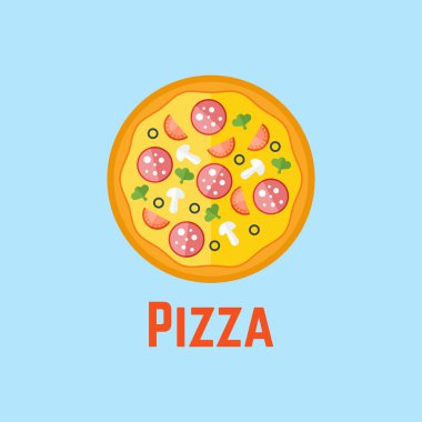 Pizza düz tasarım vektör çizim