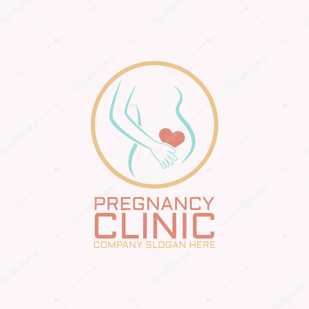 Pregnancy clinic isolated vector logo template with sample text