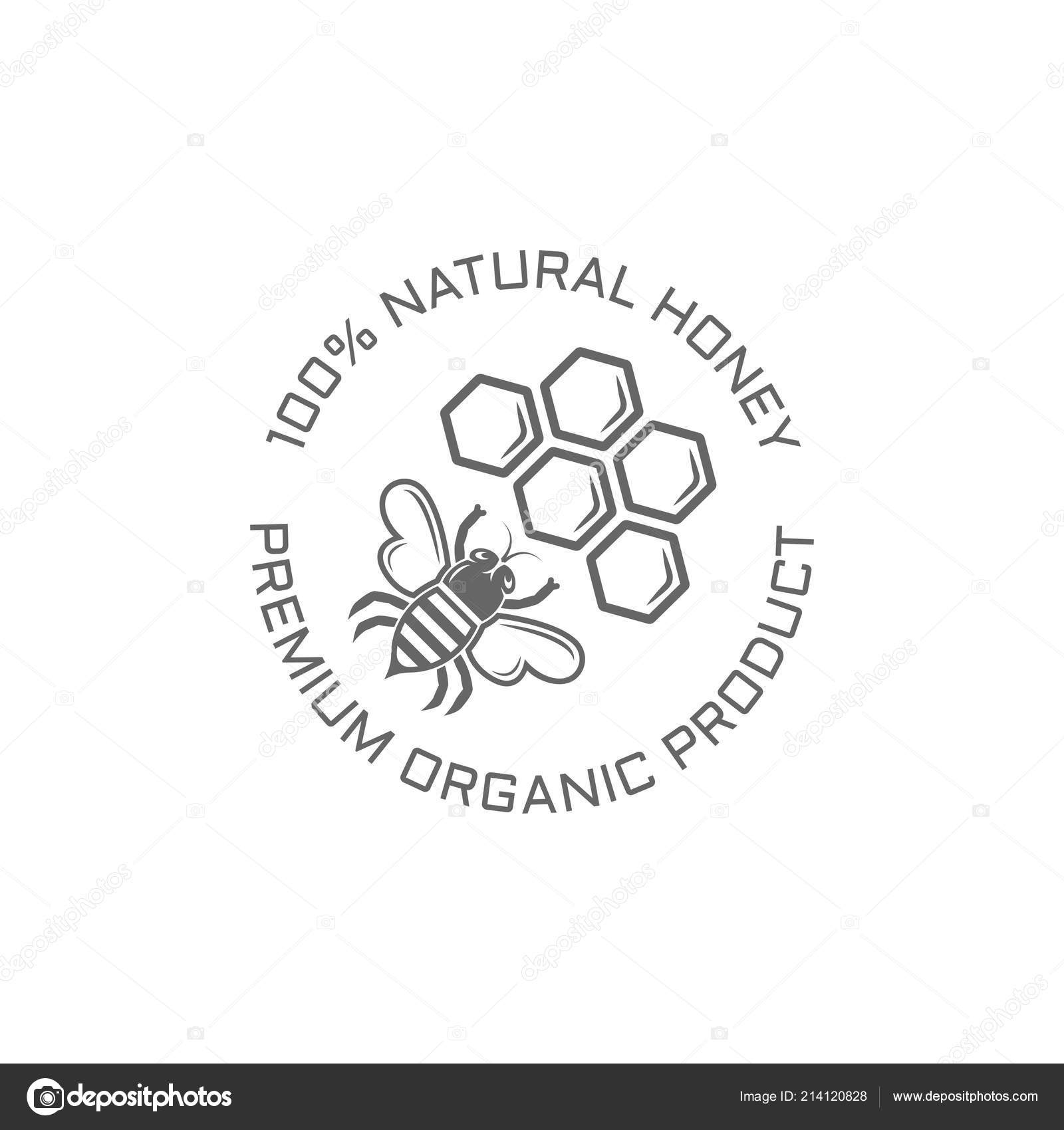 Изолированная Векторная Эмблема Пчелы И Меда Векторное Изображение.