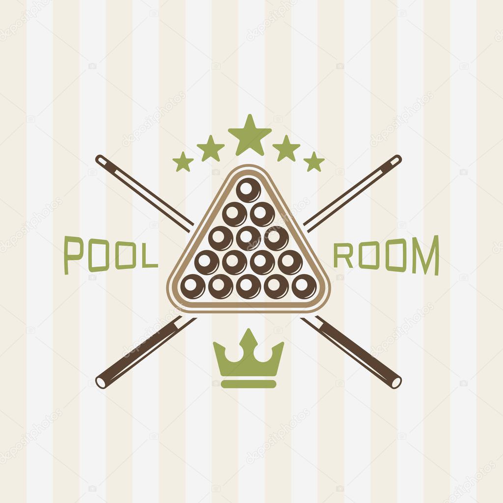 Pool room or billiard club colored vector emblem
