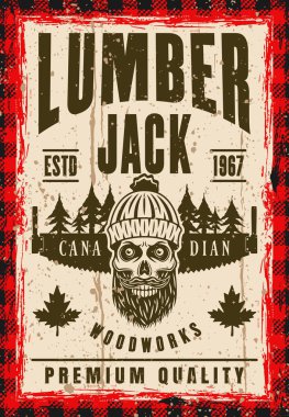 Oduncu şapka vektör poster içinde sakallı kafatası