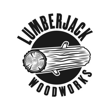 Ağaç işleri, oduncu vektör amblemi ile ağaç giriş yapın