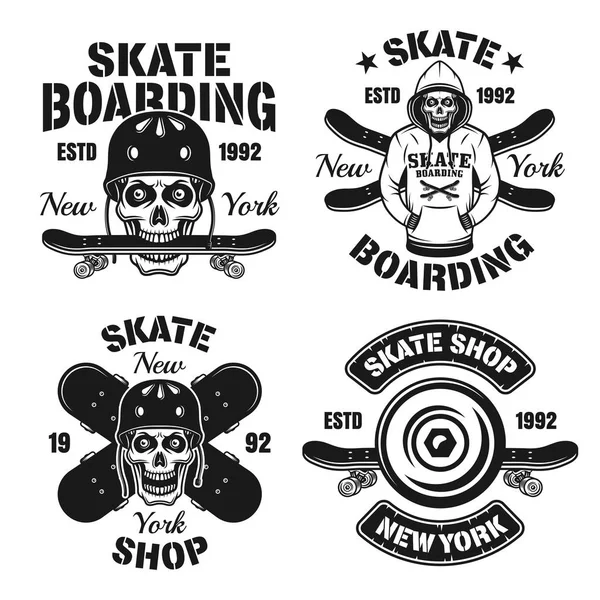 Skateboarding extreme sport set of vector emblems — Stock Vector