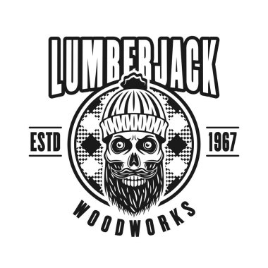 Keresteci kafatası daire vektör amblemi sakallı