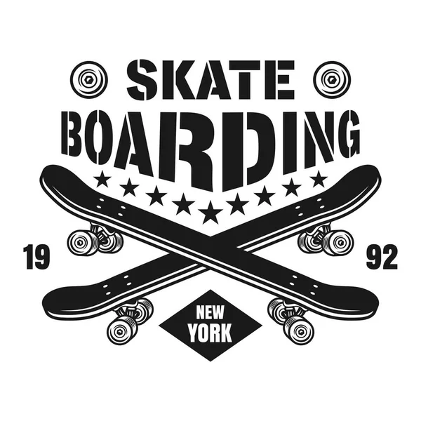 Emblema del vector de skateboarding con dos cubiertas de skate — Archivo Imágenes Vectoriales