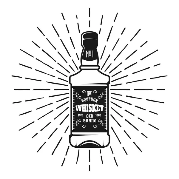 威士忌瓶用 sunbursts 射线载体 — 图库矢量图片