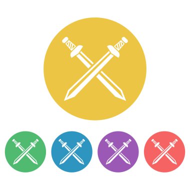 Kılıç vektör yuvarlak simgeler renkte ayarla
