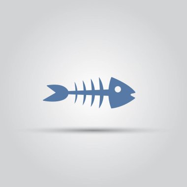 Balık kemikleri izole vektör renkli siluet simge